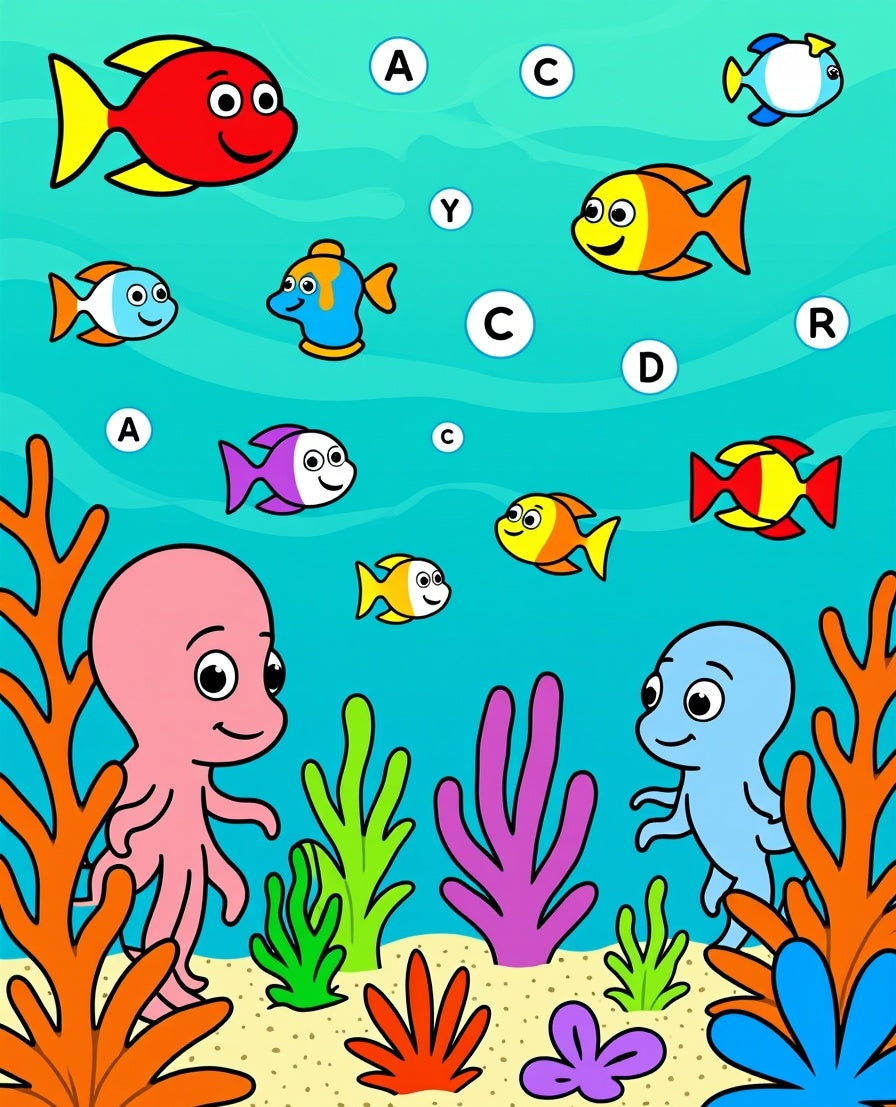 Ocean Life Colorful Fish Octopus Coral Rug