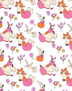 Playful Bunny Floral Garden Theme Rug