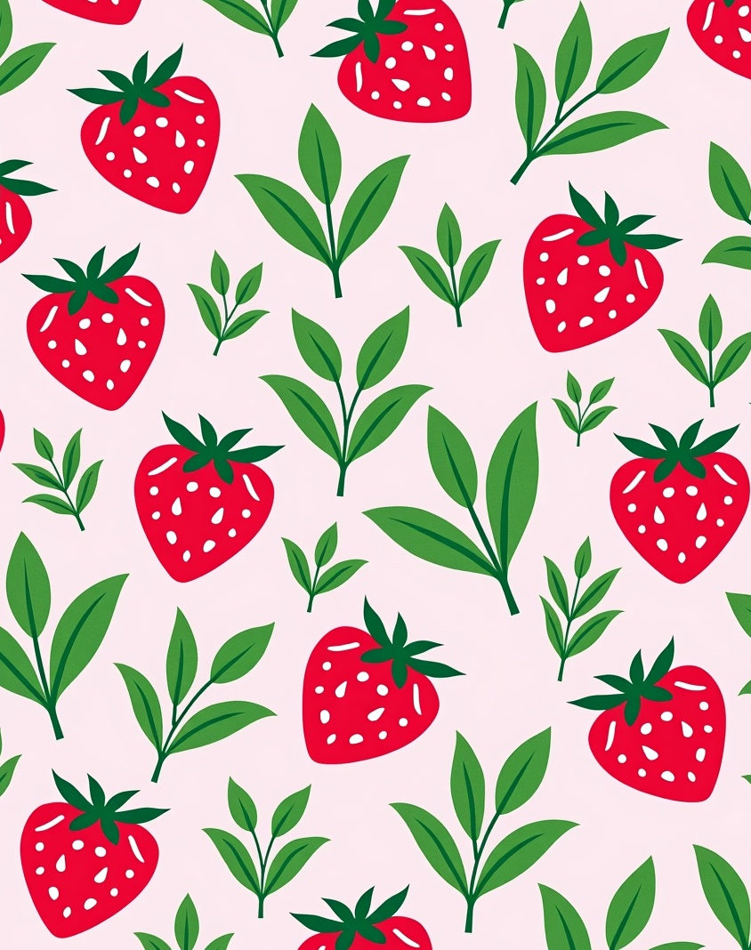 Sweet Red Strawberry Garden Pattern Rug
