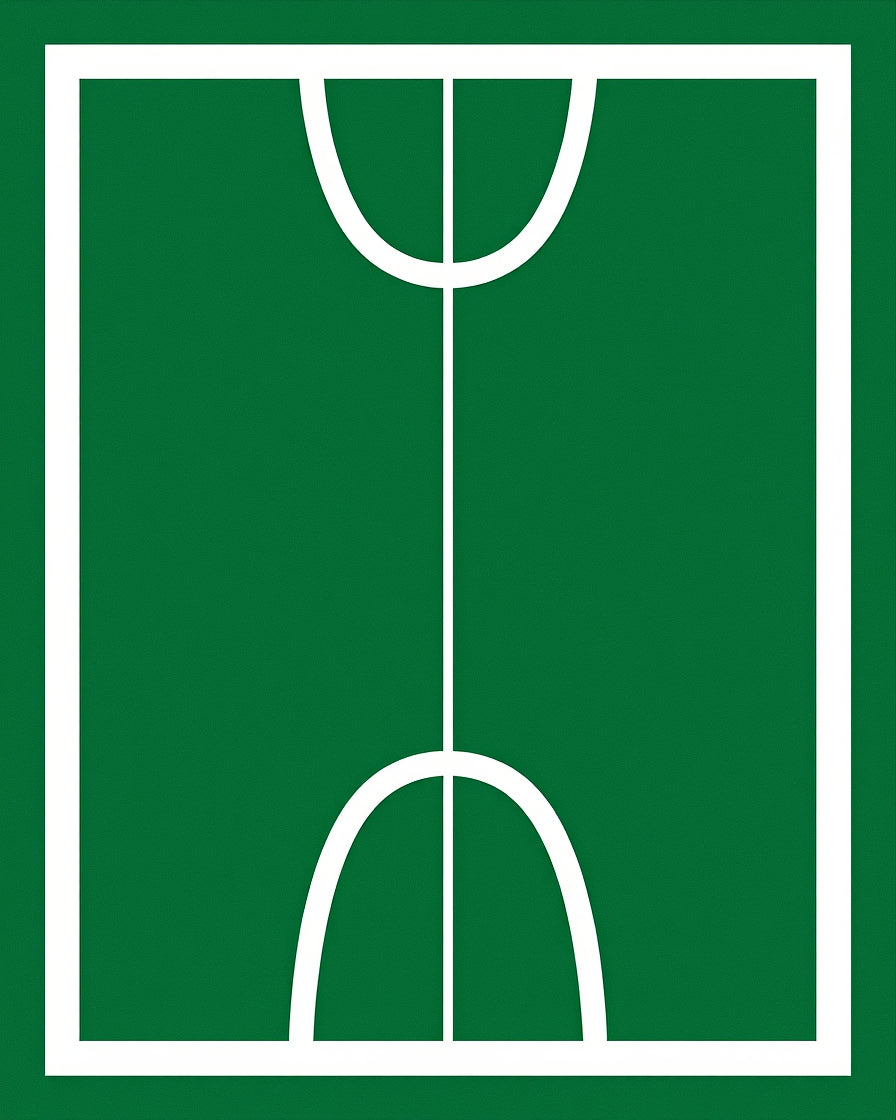 Green Court White Line Graphic Rug