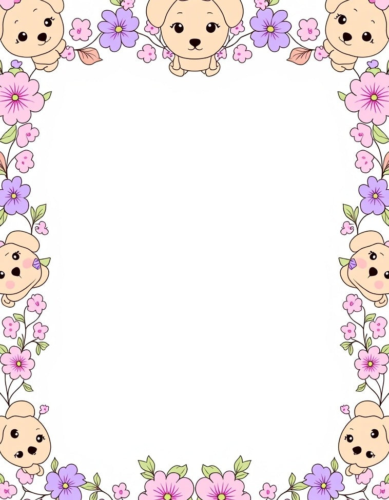 Cute Puppy Floral Accent Rug