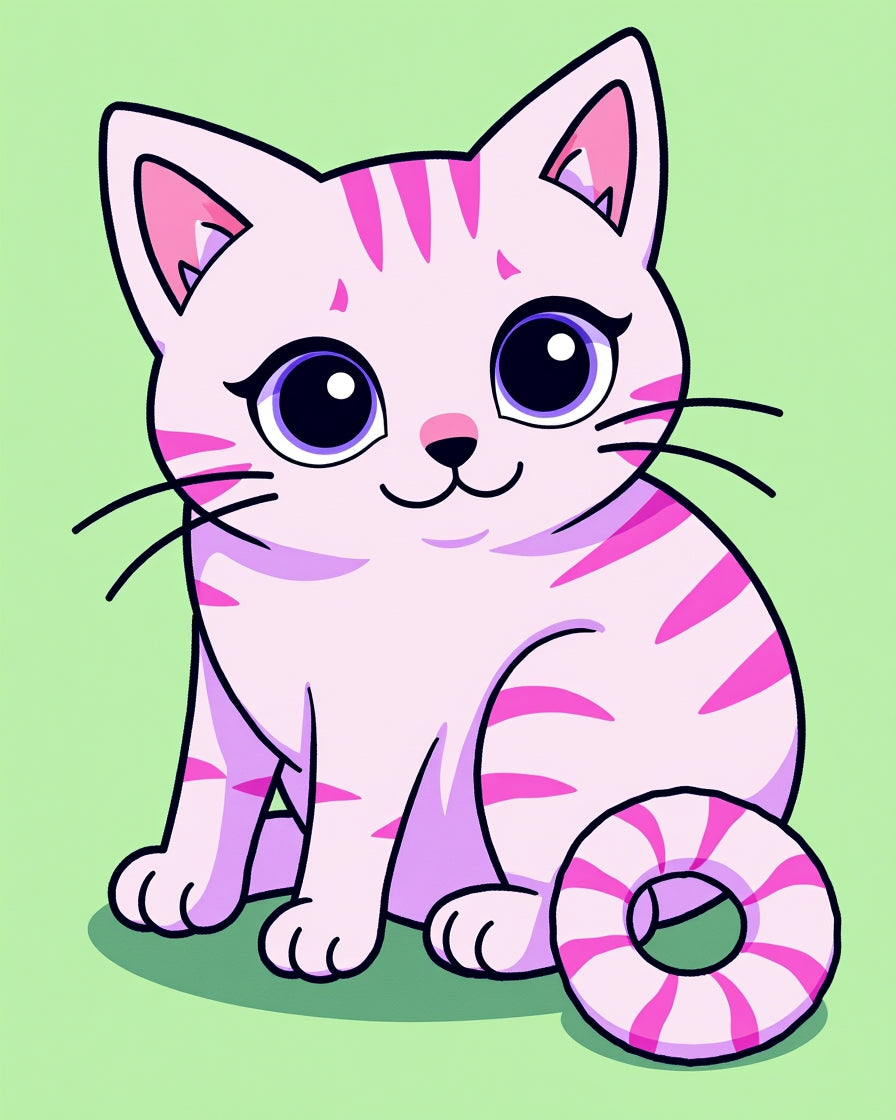 Cute Pink Striped Kitten with Big Eyes Rug
