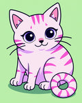 Cute Pink Striped Kitten with Big Eyes Rug