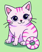 Cute Pink Striped Kitten with Big Eyes Rug