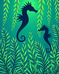 Deep Sea Seahorse Foliage Gradient Rug