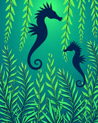 Deep Sea Seahorse Foliage Gradient Rug