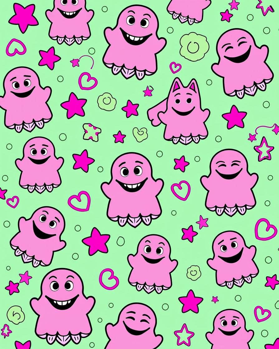 Pink Ghost Halloween Cartoon Rug