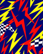Bold Red Yellow Lightning Checks Rug