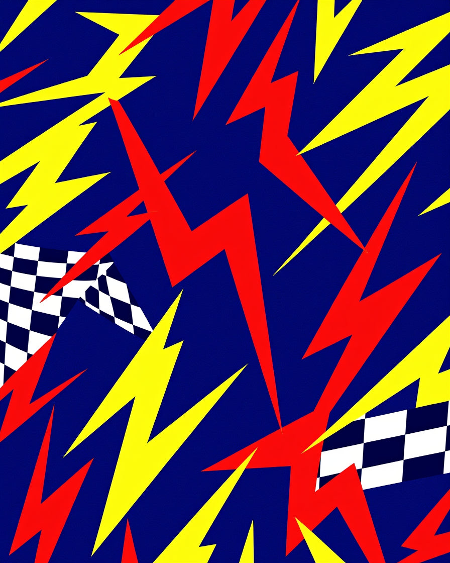 Bold Red Yellow Lightning Checks Rug