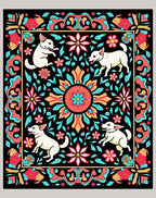 Vibrant Floral Dog Medallion Rug