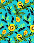 Vibrant Yellow Tropical Floral Bloom Rug
