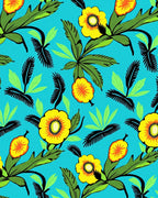 Vibrant Yellow Tropical Floral Bloom Rug