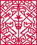 Crimson Lattice Geometric Art Rug