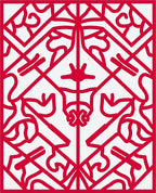 Crimson Lattice Geometric Art Rug