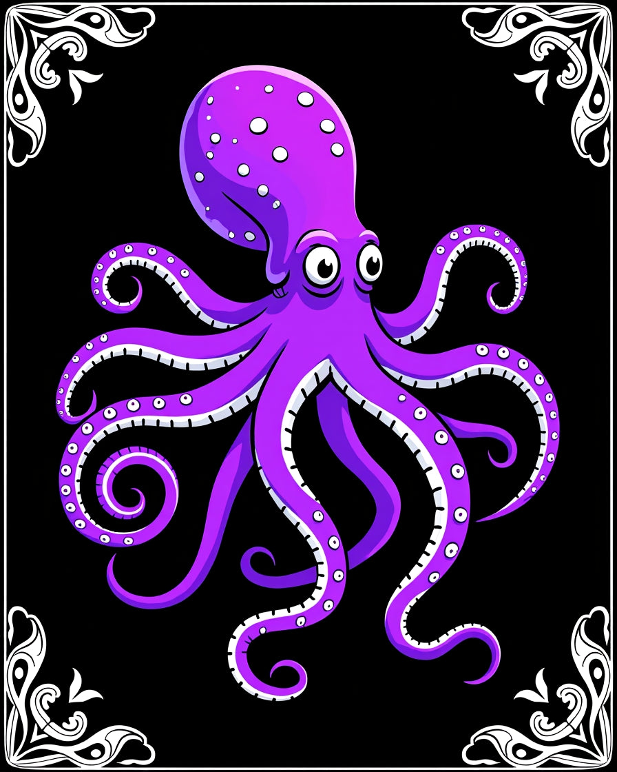 Violet Octopus with White Polka Dots Rug