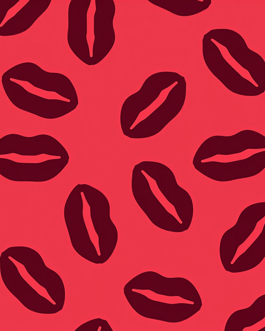 Crimson Kiss Lips Repeating Pattern Rug