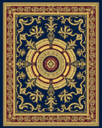 Deep Blue Gold Crimson Medallion Rug