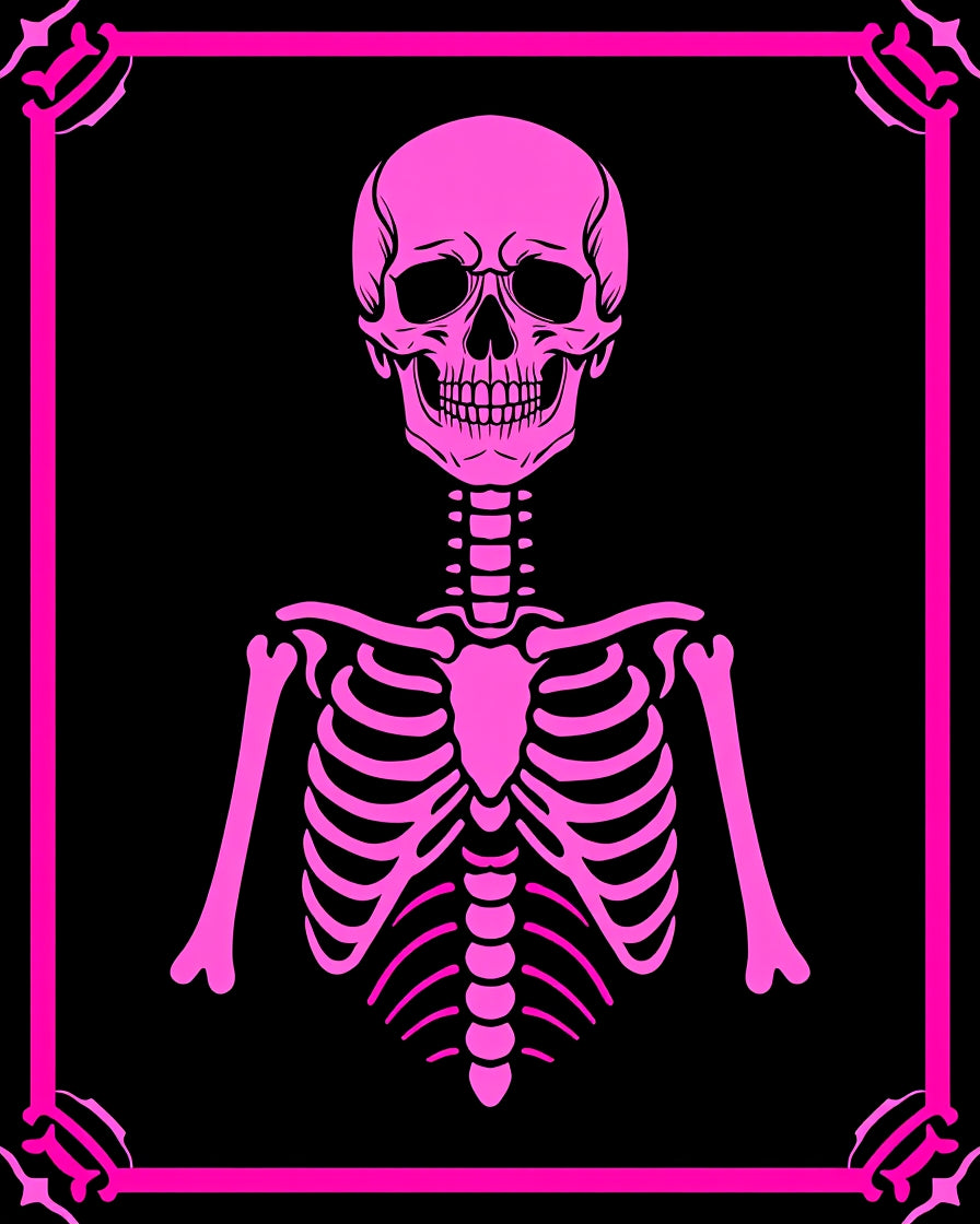 Hot Pink Skeleton Bone Frame Rug