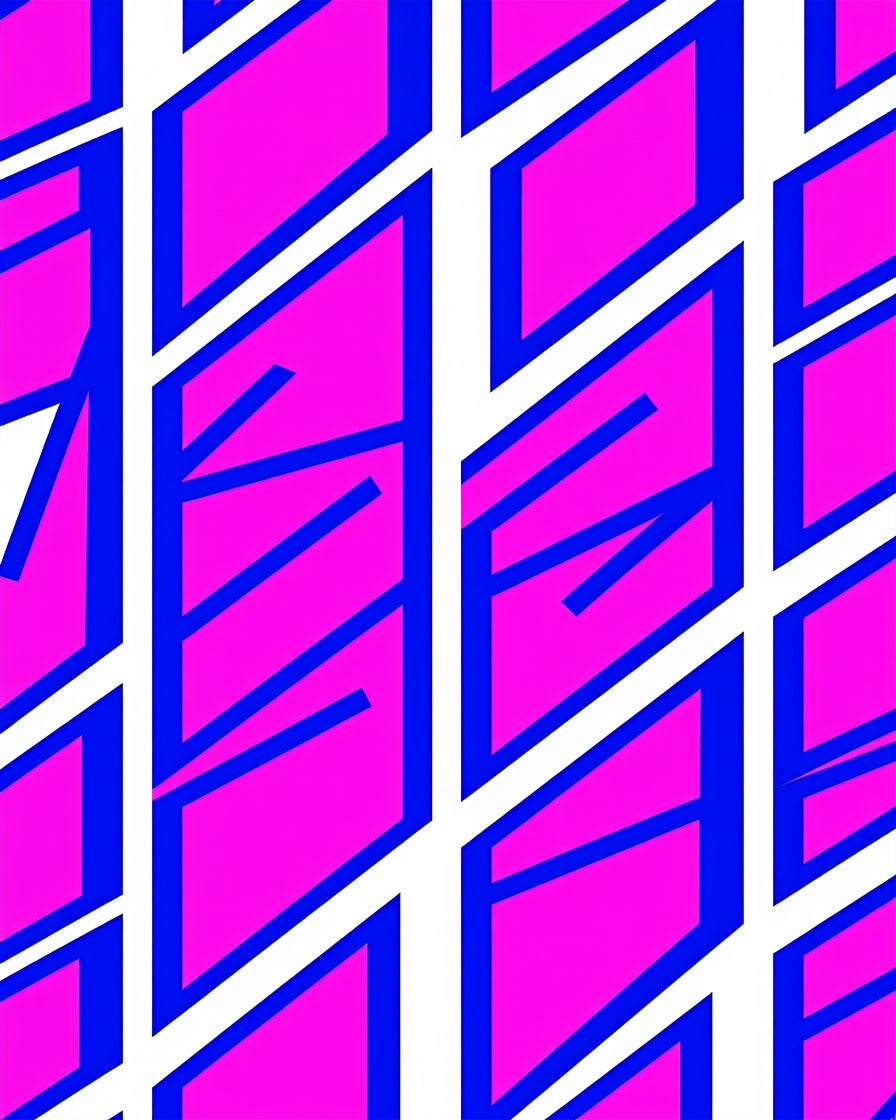 Bold Pink White Geometric Blocks Rug