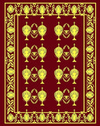 Crimson Gold Laurel Crest Repeating Rug