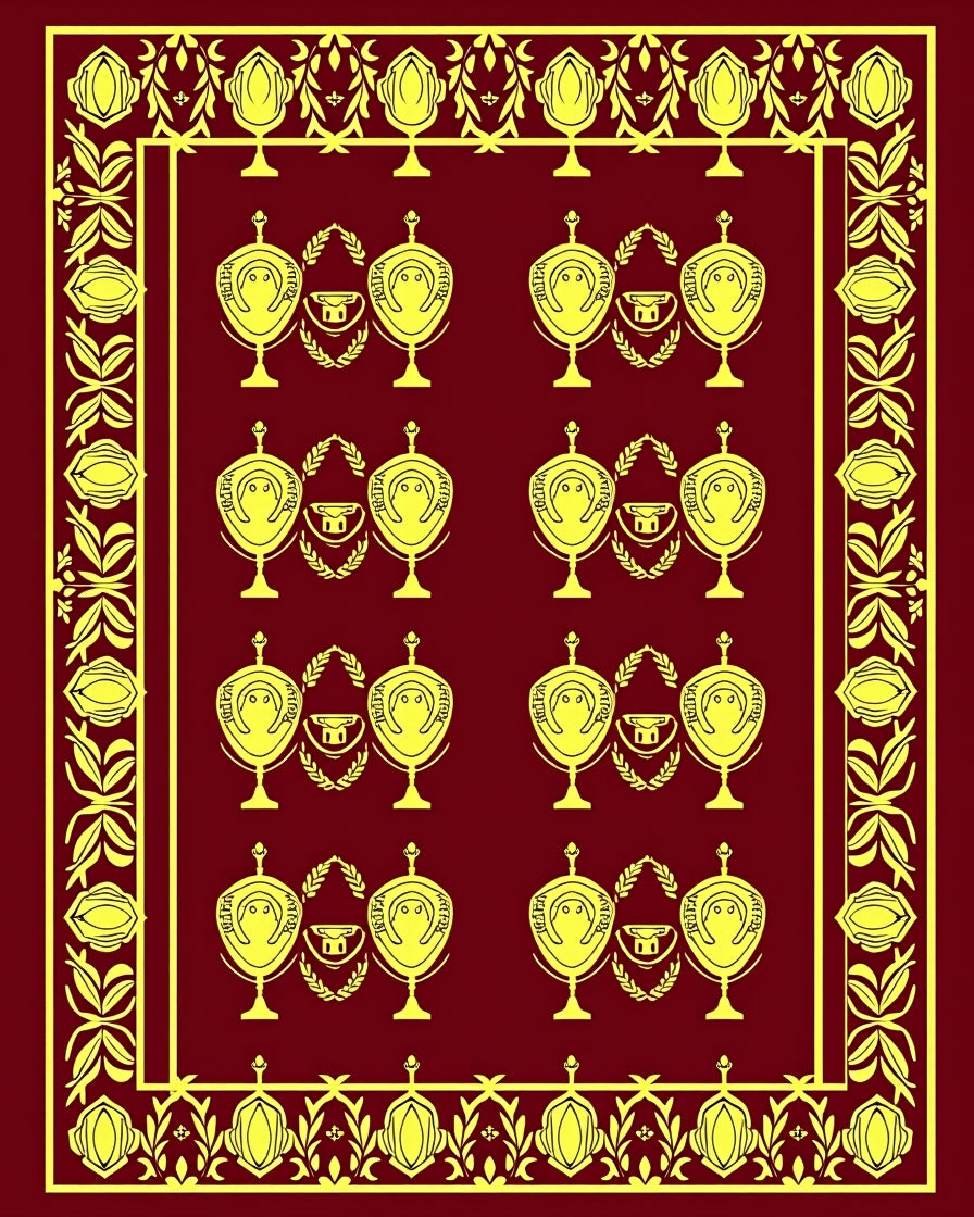 Crimson Gold Laurel Crest Repeating Rug