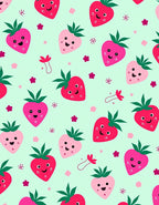 Kawaii Strawberry Garden Mint Rug