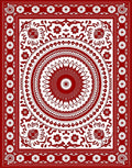 Crimson White Intricate Floral Medallion Rug