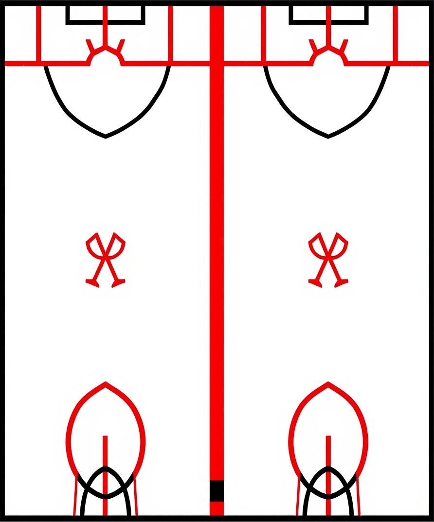 Red Hockey Arena Geometric Rug