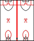 Red Hockey Arena Geometric Rug