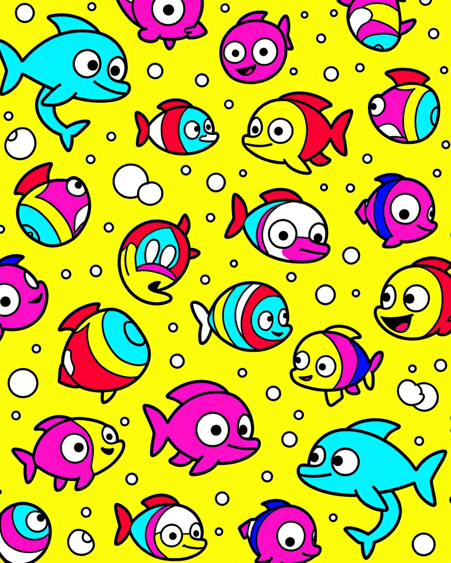 Playful Aquatic Fish Crowd Rug