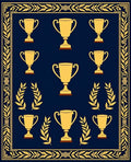 Golden Trophy Laurel Wreath Blue Rug