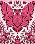 Whimsical Pink Butterfly Owl Garden Rug