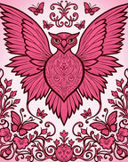 Whimsical Pink Butterfly Owl Garden Rug