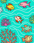 Whimsical Coral Fish Aquatic Whimsy Rug