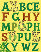 Playful Yellow Animal Alphabet Rug