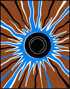 Radial Brown Blue and Black Sunburst Rug