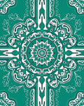Teal White Floral Medallion Mandala Rug