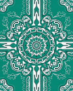 Teal White Floral Medallion Mandala Rug