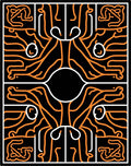 Bold Orange Black Figure Abstract Rug