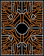 Bold Orange Black Figure Abstract Rug