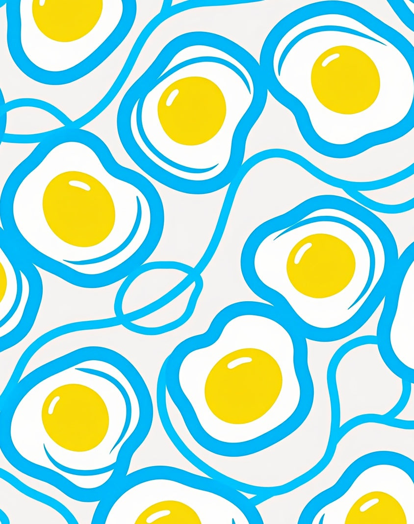 Whimsical Blue Sunny Side Up Egg Rug