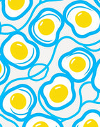 Whimsical Blue Sunny Side Up Egg Rug