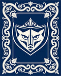Majestic Blue Feline Crest Border Rug