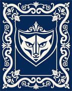 Majestic Blue Feline Crest Border Rug
