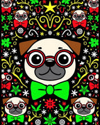 Whimsical Pug Dog Art Rug