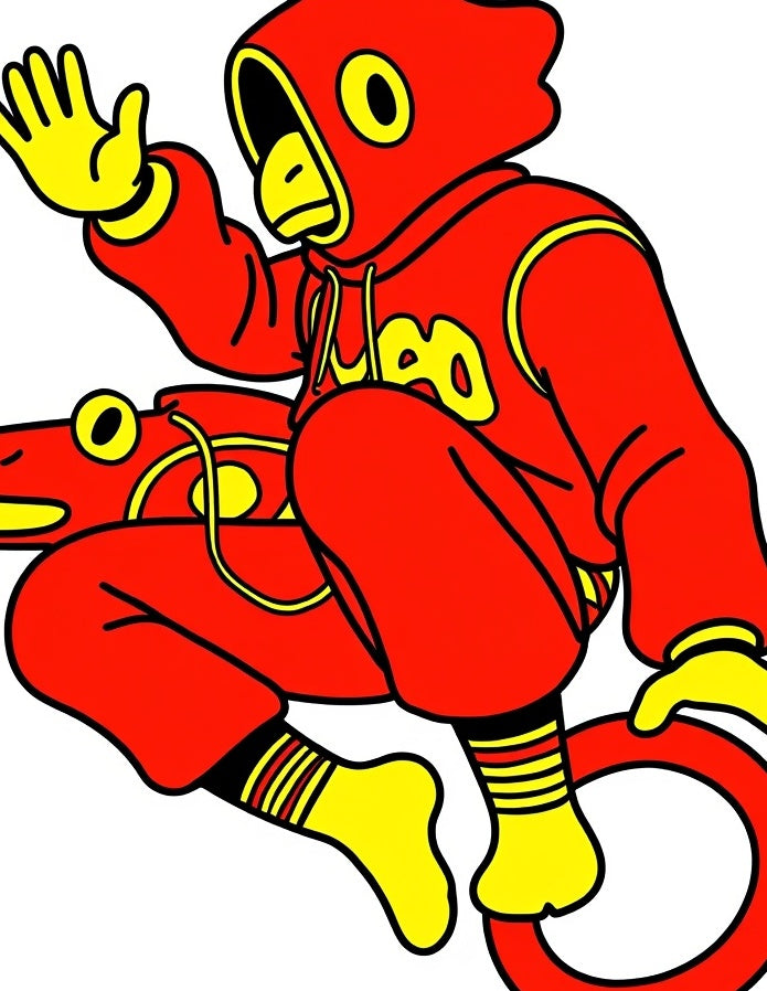 Radical Red Yellow Character Action Rug