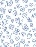 Blue Outline Hearts and Flowers Scatter Rug