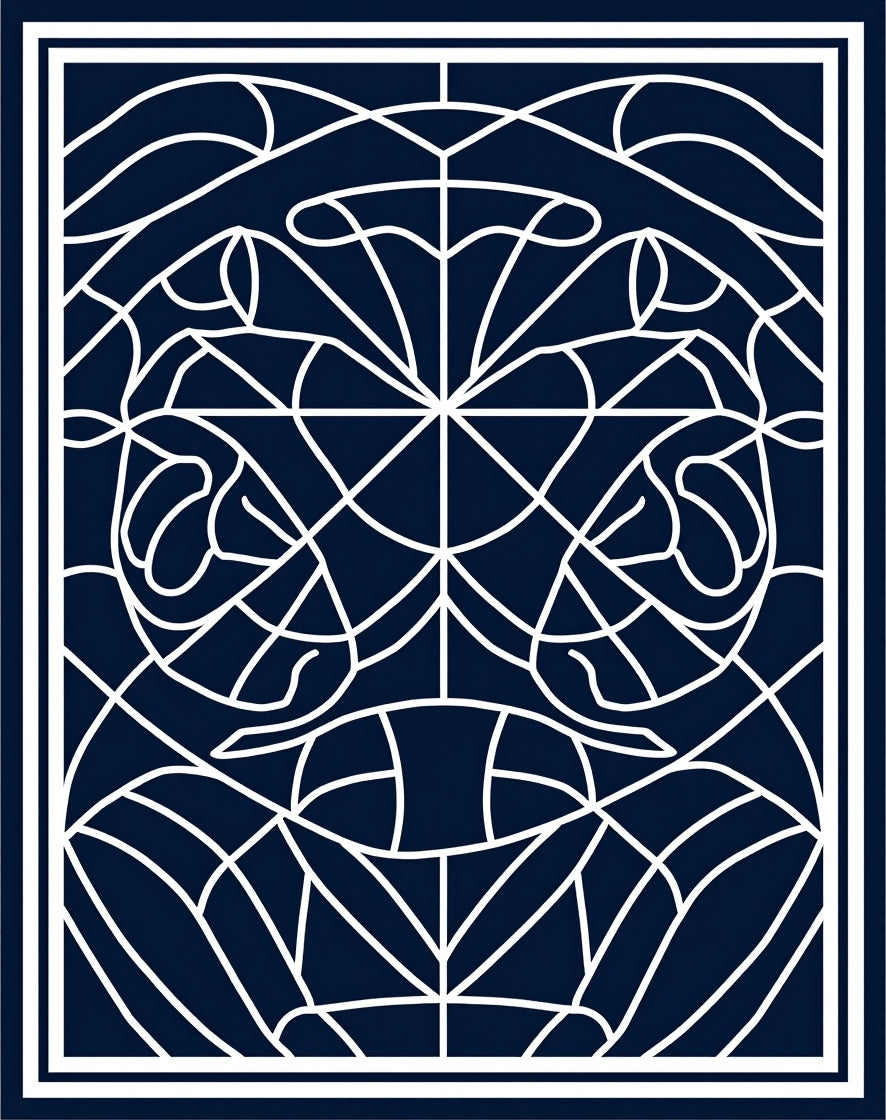 Deep Blue Stained Glass Ornament Rug