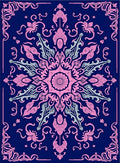 Pink Floral Mandala Navy Blue Rug