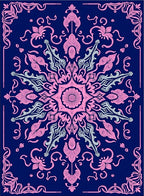 Pink Floral Mandala Navy Blue Rug